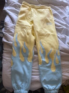 Kill Crew Yellow & Light Blue Flame Sweatpants